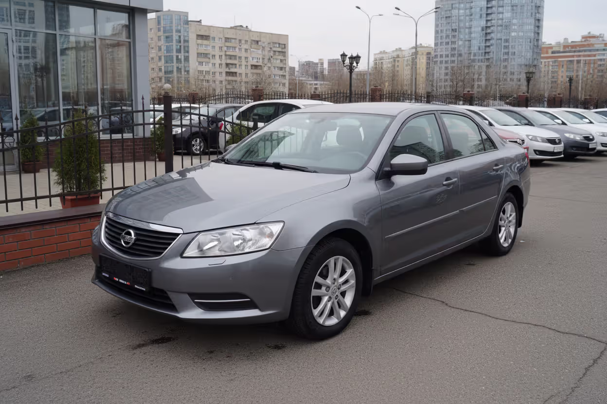 Used sedan parked at a dealership lot, suitable for affordable financing
