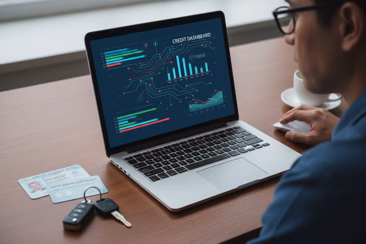 Borrower checking credit and eligibility for car loan refinancing