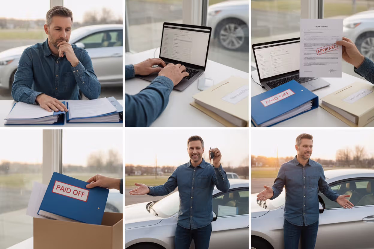 Car owner replacing an old auto loan with a new refinance loan