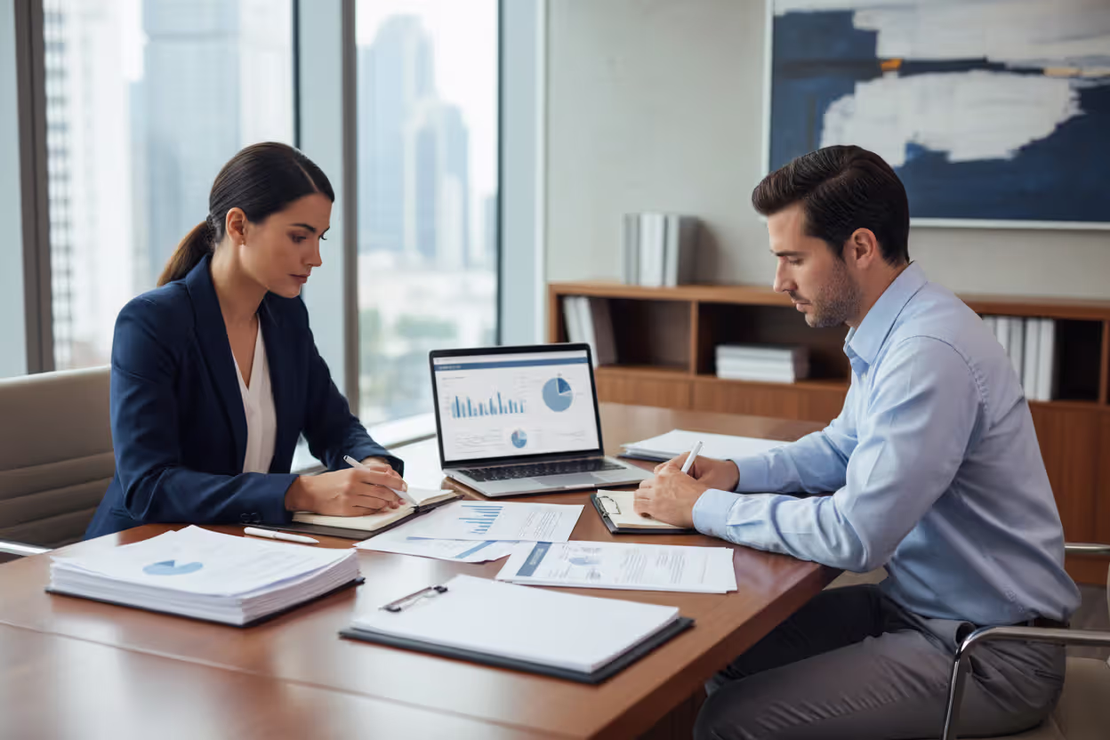 Financial advisor discussing car loan refinancing with a client