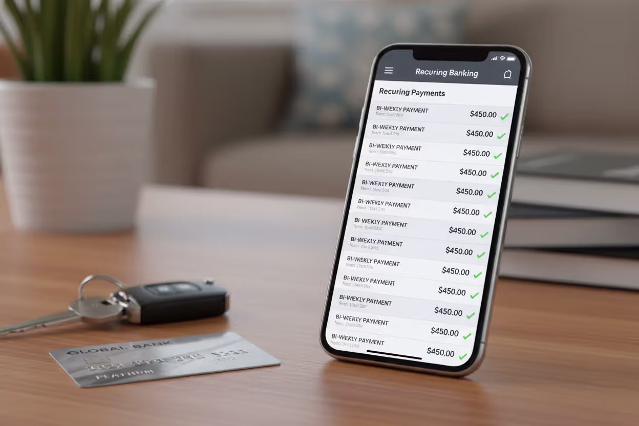 Bi-weekly car loan payments set up in online banking