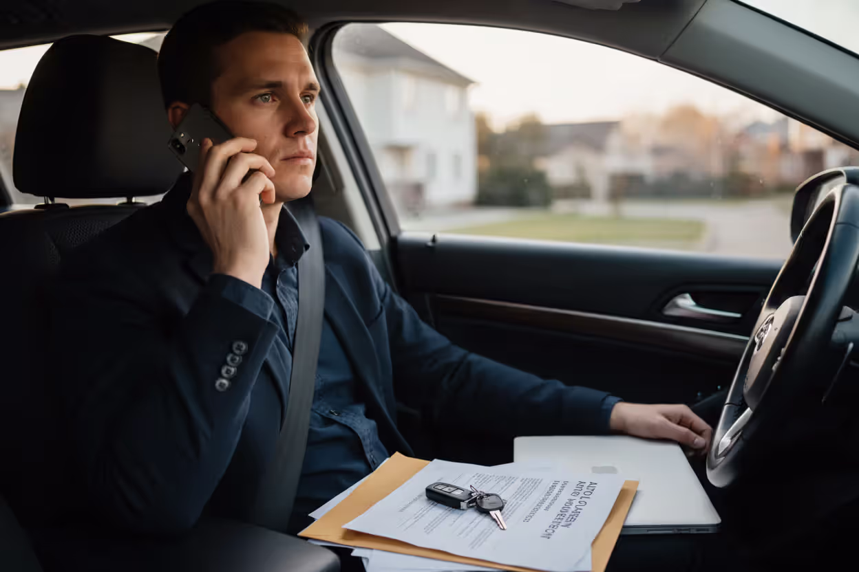 Person calling a lender about a missed car payment